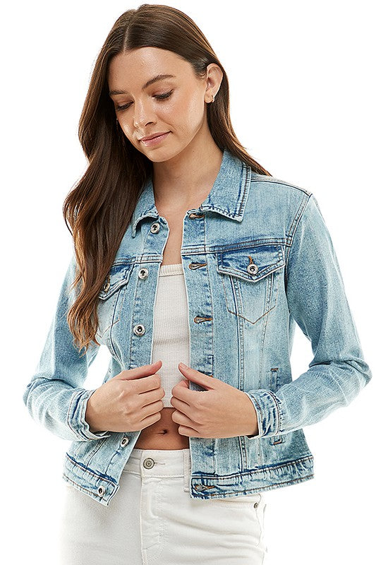 Spandex Ladies Casual Denim Jacket by Blue Age | Fleurcouture