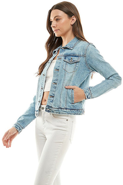 Spandex Ladies Casual Denim Jacket by Blue Age | Fleurcouture