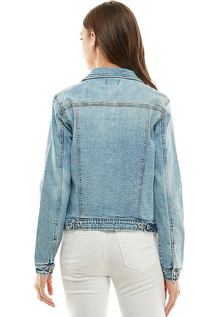 Spandex Ladies Casual Denim Jacket by Blue Age | Fleurcouture