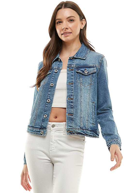 Spandex Ladies Casual Denim Jacket by Blue Age | Fleurcouture