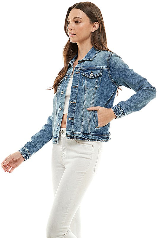 Spandex Ladies Casual Denim Jacket by Blue Age | Fleurcouture