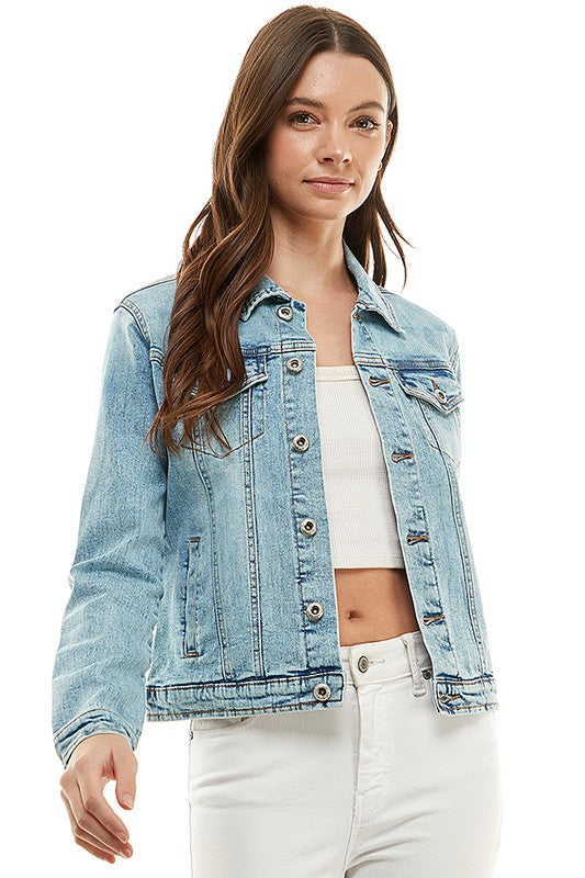 Spandex Ladies Casual Denim Jacket LIGHT S by Blue Age | Fleurcouture