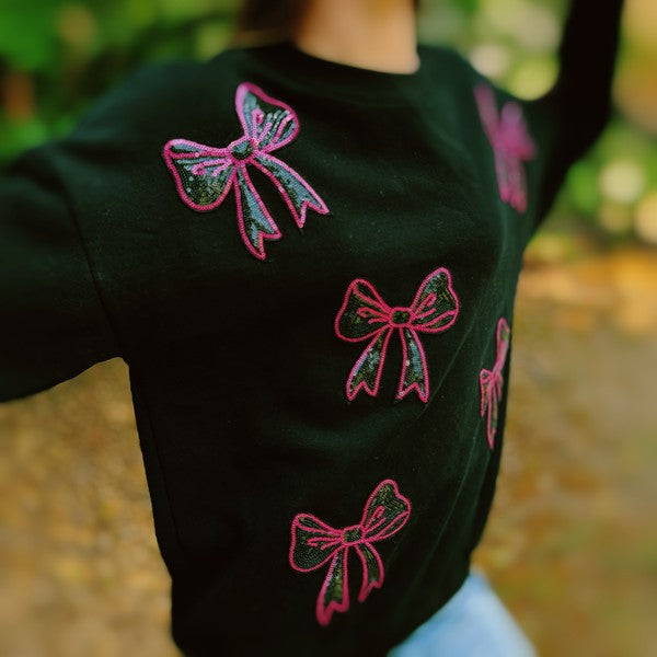 Sparkly Bow Patch Sweatshirt by Ellison and Young | Fleurcouture