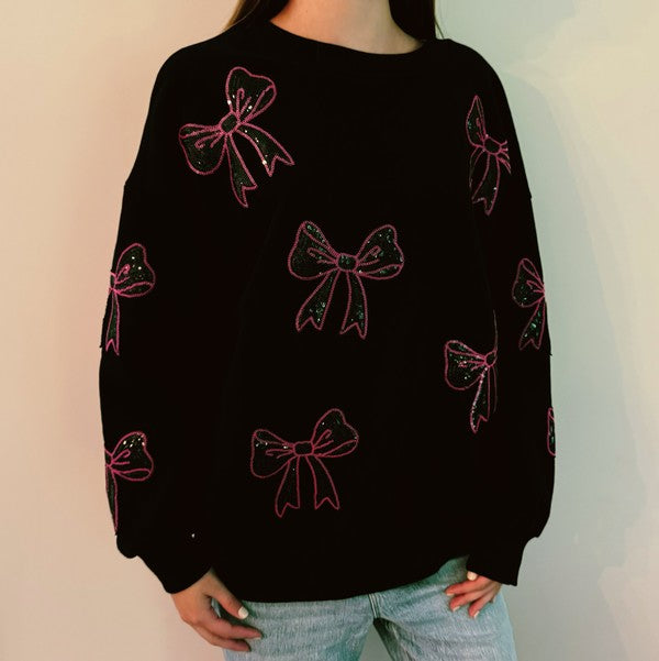 Sparkly Bow Patch Sweatshirt by Ellison and Young | Fleurcouture