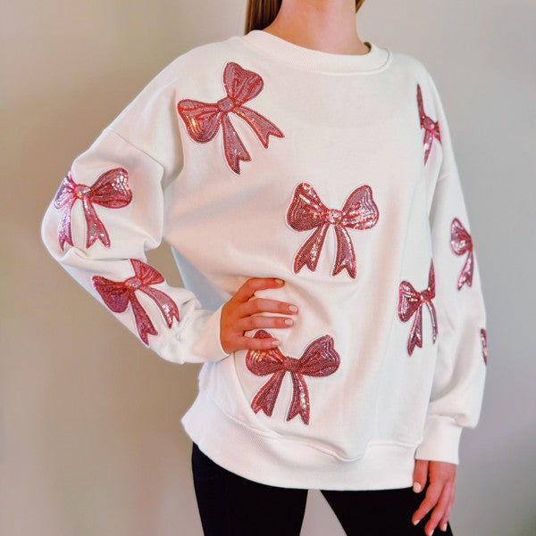 Sparkly Bow Patch Sweatshirt by Ellison and Young | Fleurcouture