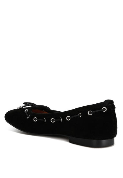 Sparrow Micro Suede Bow Ballerinas Black by Rag Company | Fleurcouture