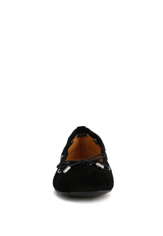 Sparrow Micro Suede Bow Ballerinas Black by Rag Company | Fleurcouture