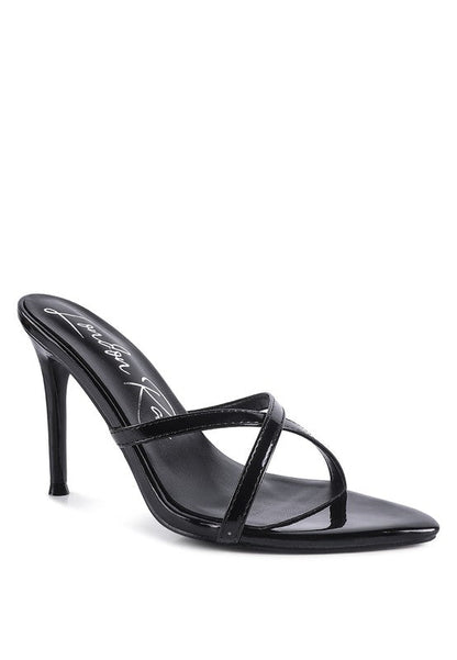 SPELLBOUND HIGH HEELED POINTED TOE SANDAL Black 5 by Rag Company | Fleurcouture