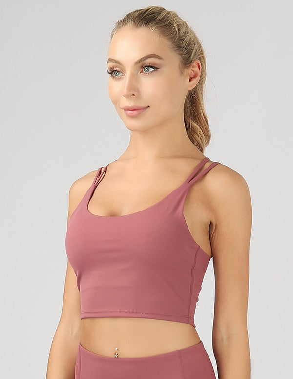 Split Shoulder Strap Crop Top by OTOS Active | Fleurcouture