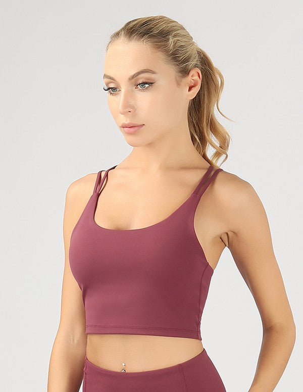 Split Shoulder Strap Crop Top by OTOS Active | Fleurcouture