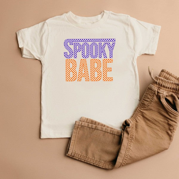 Spooky Babe Checkered Toddler Graphic Tee Cream 2T by The Juniper Shop | Fleurcouture