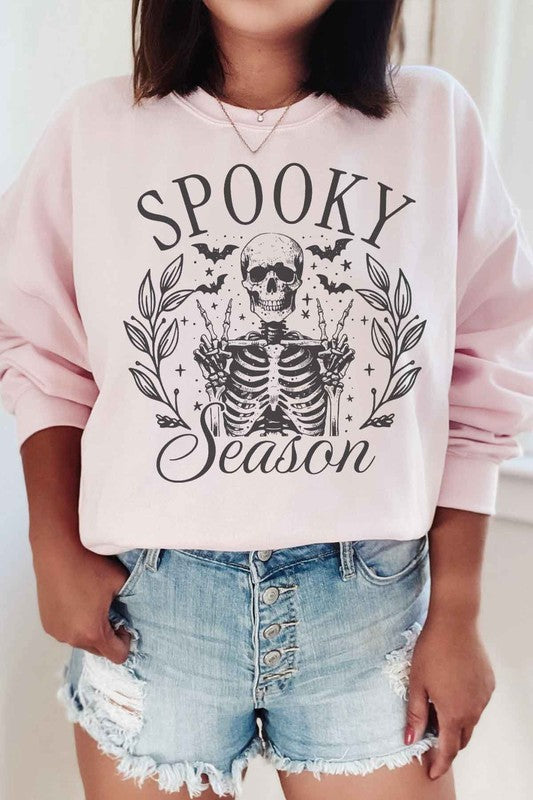 SPOOKY SEASON HALLOWEEN GRAPHIC SWEATSHIRT PINK SMALL by ROSEMEAD LOS ANGELES CO | Fleurcouture