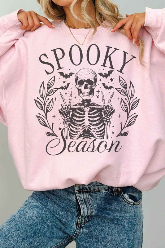 SPOOKY SEASON HALLOWEEN OVERSIZED SWEATSHIRT PINK S/M by ROSEMEAD LOS ANGELES CO | Fleurcouture