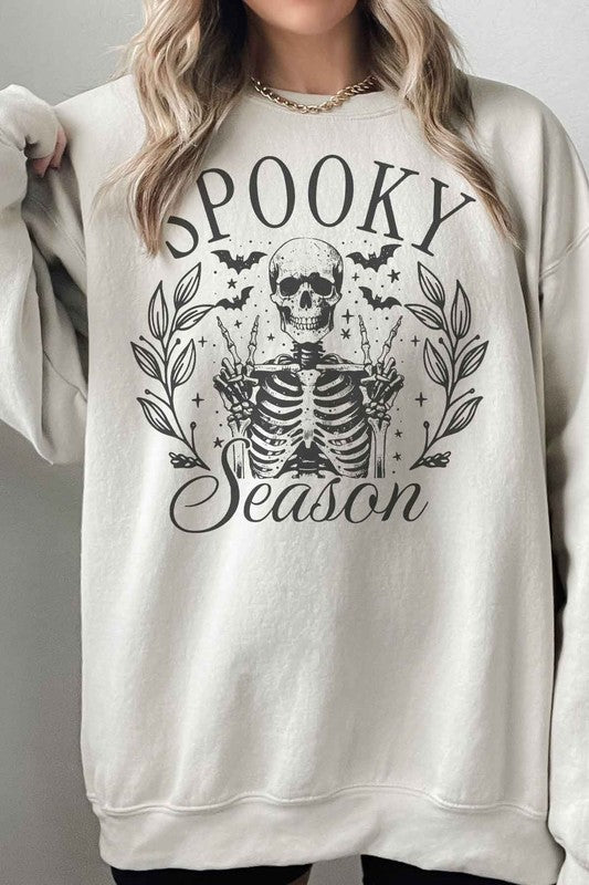 SPOOKY SEASON HALLOWEEN OVERSIZED SWEATSHIRT SAND S/M by ROSEMEAD LOS ANGELES CO | Fleurcouture