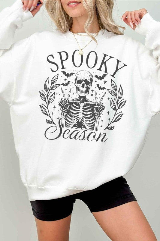 SPOOKY SEASON HALLOWEEN OVERSIZED SWEATSHIRT WHITE S/M by ROSEMEAD LOS ANGELES CO | Fleurcouture