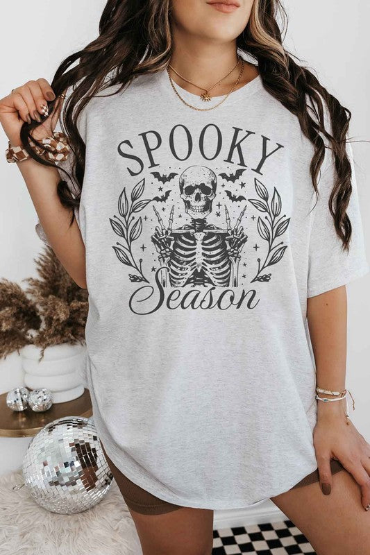 SPOOKY SEASON HALLOWEEN OVERSIZED TEE ASH S/M by ROSEMEAD LOS ANGELES CO | Fleurcouture