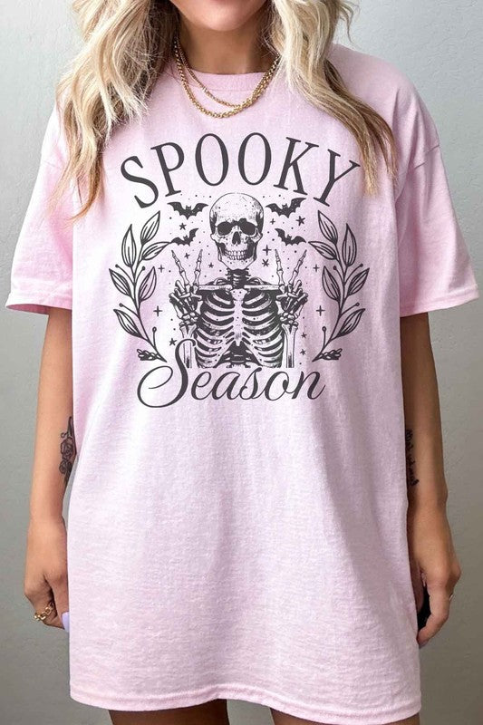 SPOOKY SEASON HALLOWEEN OVERSIZED TEE PINK S/M by ROSEMEAD LOS ANGELES CO | Fleurcouture