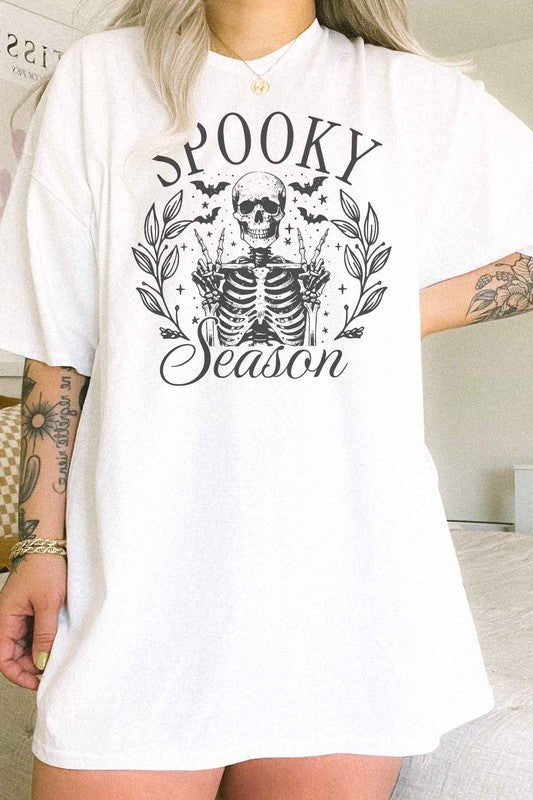 SPOOKY SEASON HALLOWEEN OVERSIZED TEE WHITE S/M by ROSEMEAD LOS ANGELES CO | Fleurcouture