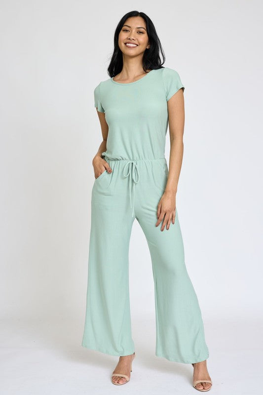 Spring Short Sleeve Jumpsuit W/Pocket by EG fashion | Fleurcouture