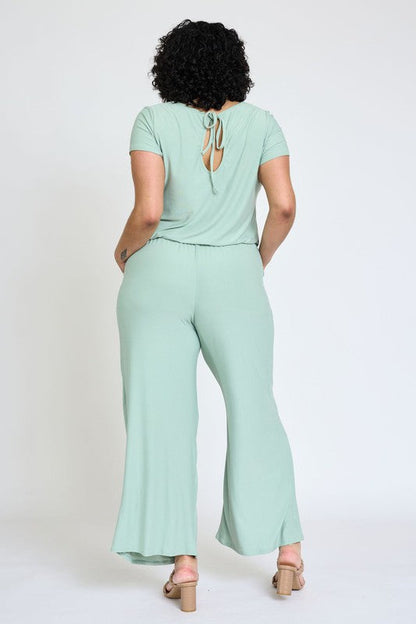 Spring Short Sleeve Jumpsuit W/Pocket by EG fashion | Fleurcouture