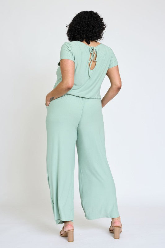 Spring Short Sleeve Jumpsuit W/Pocket by EG fashion | Fleurcouture