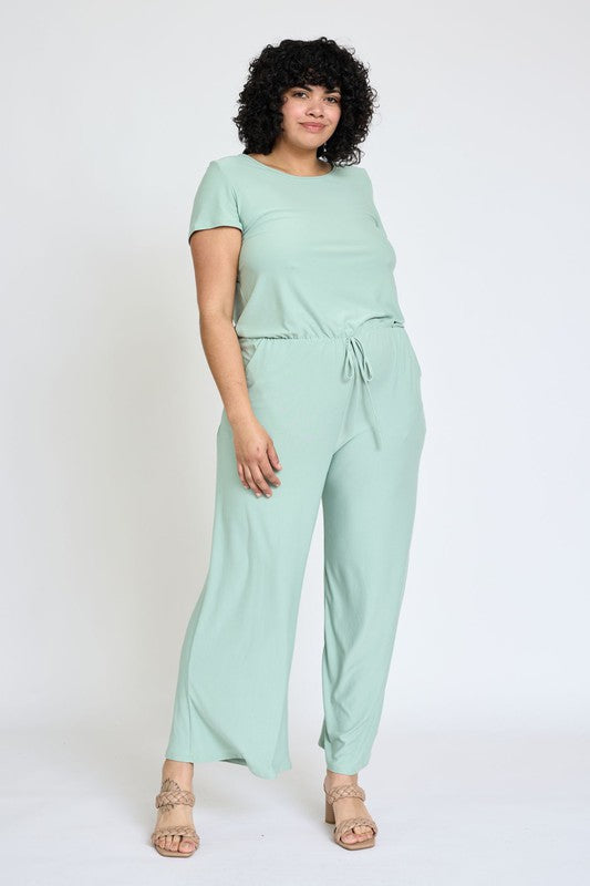 Spring Short Sleeve Jumpsuit W/Pocket by EG fashion | Fleurcouture