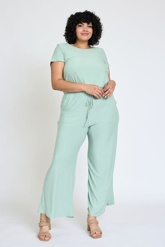 Spring Short Sleeve Jumpsuit W/Pocket by EG fashion | Fleurcouture