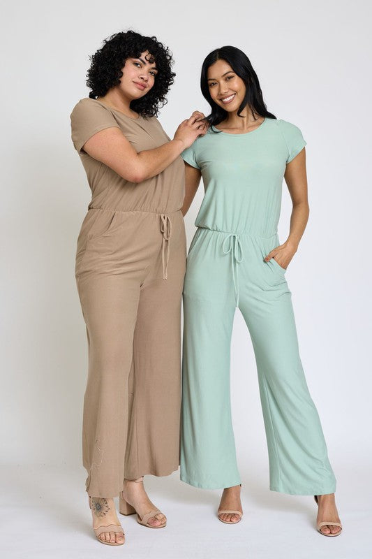 Spring Short Sleeve Jumpsuit W/Pocket by EG fashion | Fleurcouture