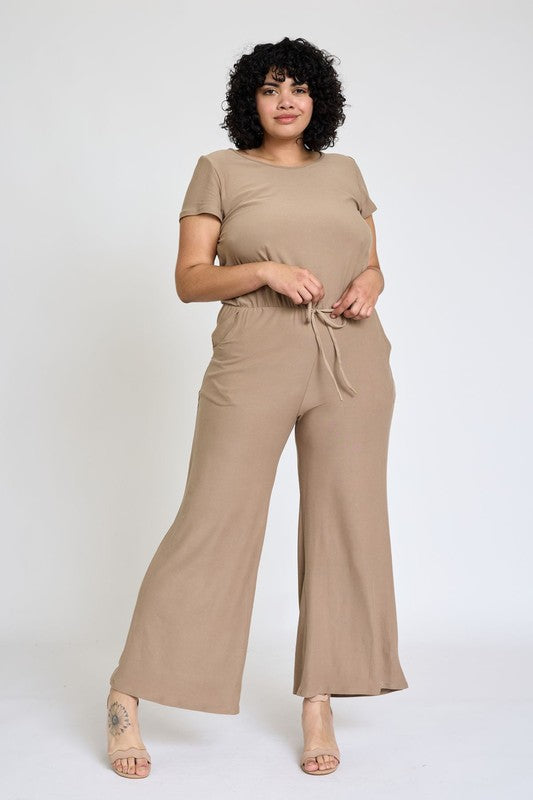 Spring Short Sleeve Jumpsuit W/Pocket by EG fashion | Fleurcouture