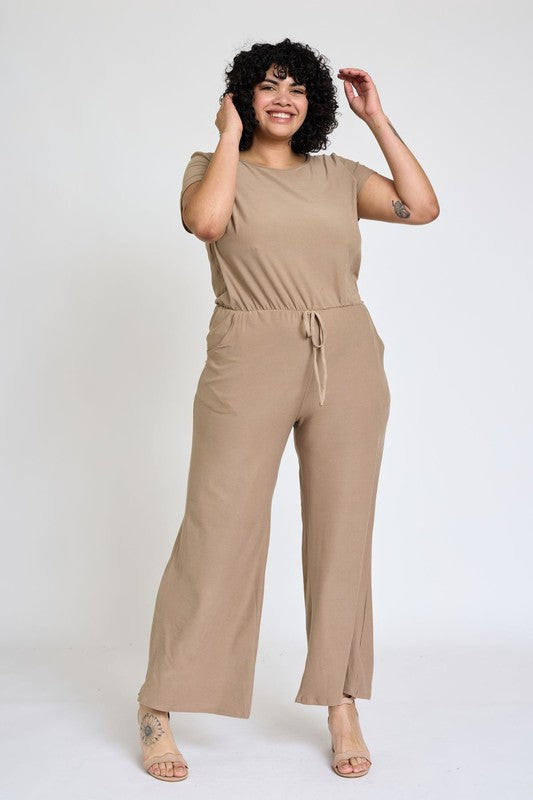 Spring Short Sleeve Jumpsuit W/Pocket by EG fashion | Fleurcouture