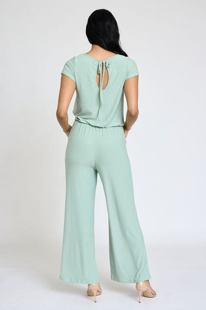 Spring Short Sleeve Jumpsuit W/Pocket by EG fashion | Fleurcouture