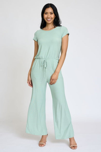 Spring Short Sleeve Jumpsuit W/Pocket by EG fashion | Fleurcouture