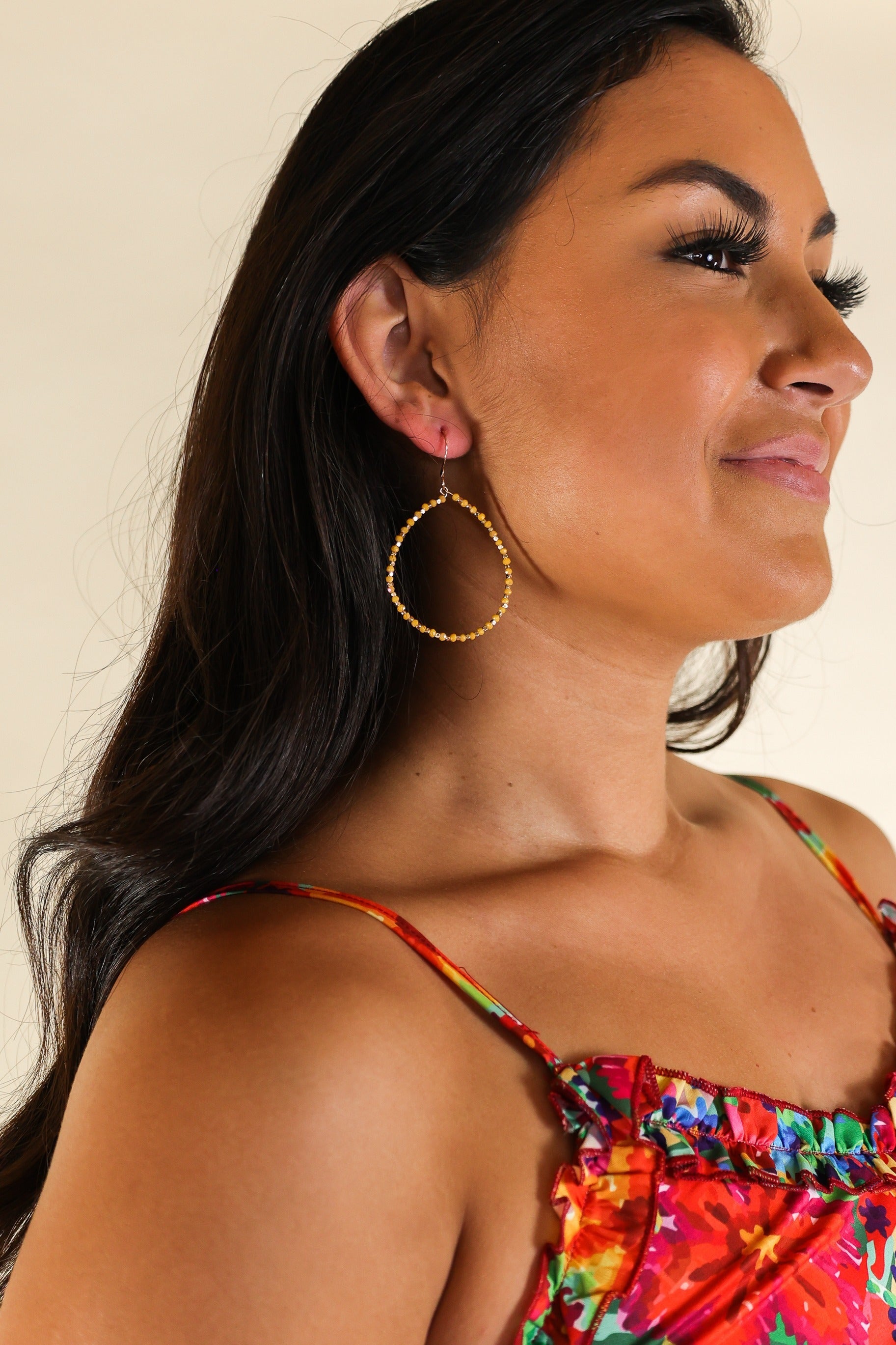 Sprinkled With Love Gold Beaded Hoops Gold One Size Earrings by Grace &amp; Emma | Fleurcouture