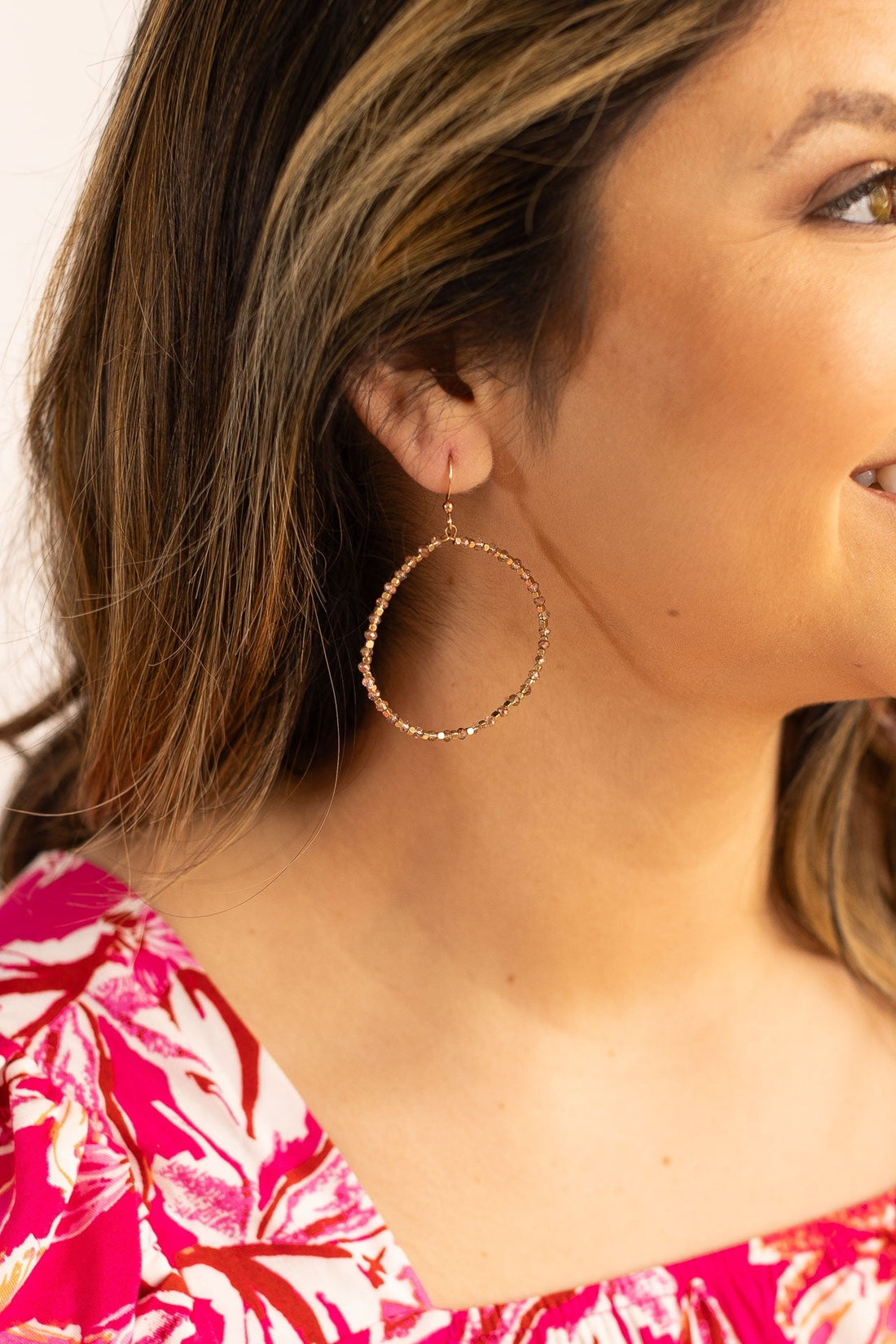 Sprinkled With Love Rose Gold Beaded Hoops Gold One Size Earrings by Grace &amp; Emma | Fleurcouture