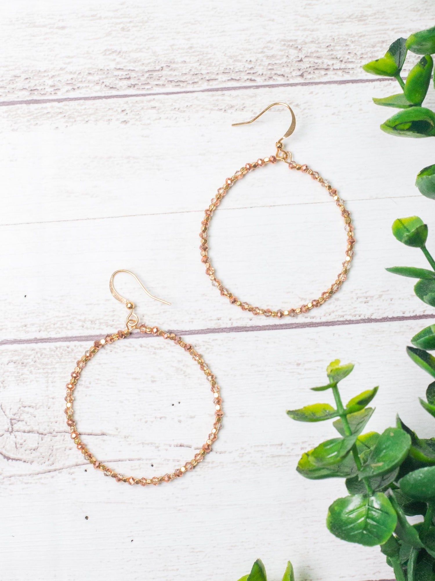 Sprinkled With Love Rose Gold Beaded Hoops Gold One Size Earrings by Grace &amp; Emma | Fleurcouture