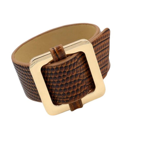 Square Lock Bracelet brown OS by ClaudiaG Collection | Fleurcouture