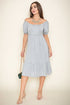 Square Neck Puff Sleeve Boho Dress Grey S by EG fashion | Fleurcouture