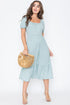 Square Neck Puff Sleeve Boho Dress sage S by EG fashion | Fleurcouture