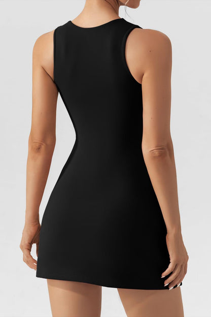 Square Neck Sleeveless Mini Dress Black Women&