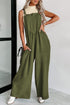 Square Neck Wide Strap Jumpsuit Army Green S Jumpsuits by Trendsi | Fleurcouture