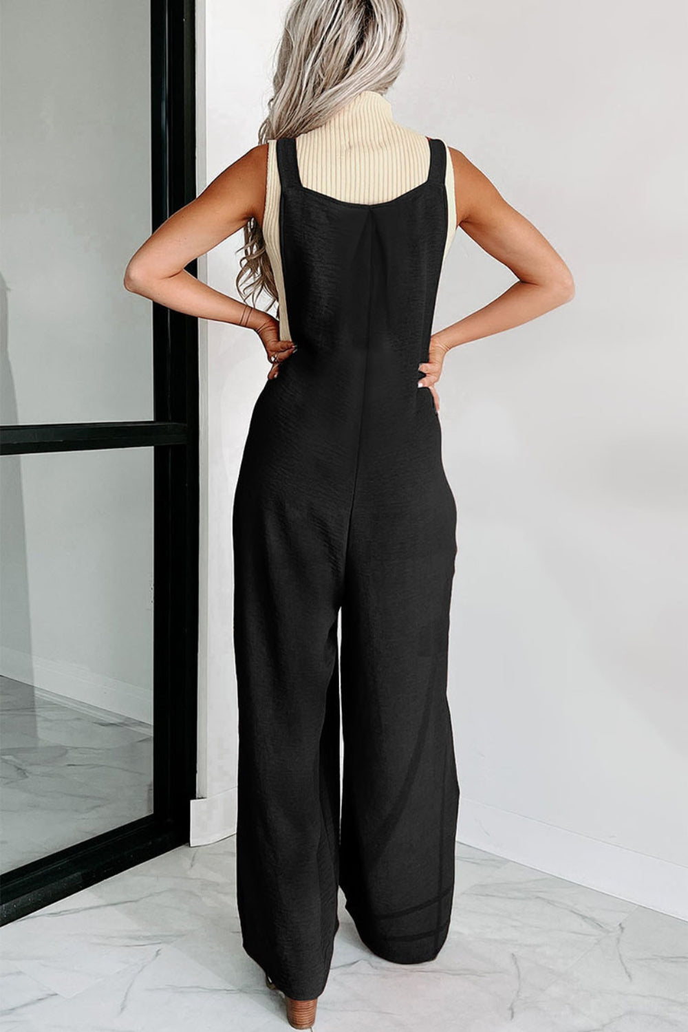 Square Neck Wide Strap Jumpsuit Jumpsuits by Trendsi | Fleurcouture