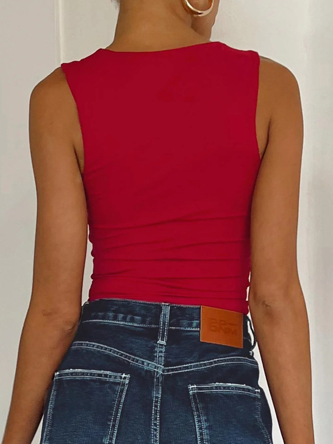 Square Neck Wide Strap Tank Deep Red XS Tops/Tank Tops by Trendsi | Fleurcouture