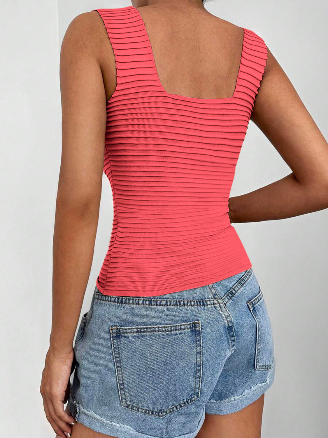 Square Neck Wide Strap Tank by Trendsi | Fleurcouture