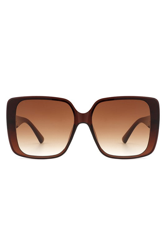 Square Retro Fashion Flat Top Women Sunglasses Brown OneSize by Cramilo Eyewear | Fleurcouture