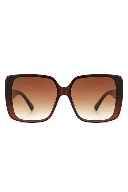 Square Retro Fashion Flat Top Women Sunglasses Brown OneSize by Cramilo Eyewear | Fleurcouture