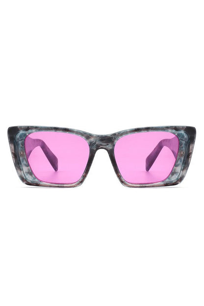 Square Retro Oversize Fashion Cat Eye Sunglasses Gray Marble/Pink OneSize by Cramilo Eyewear | Fleurcouture