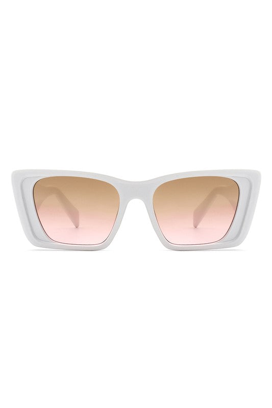 Square Retro Oversize Fashion Cat Eye Sunglasses White OneSize by Cramilo Eyewear | Fleurcouture