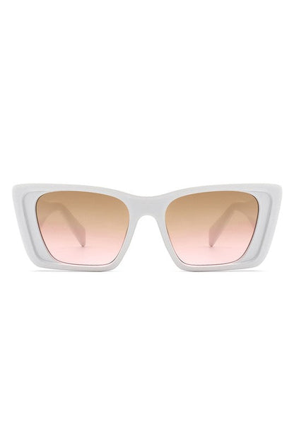 Square Retro Oversize Fashion Cat Eye Sunglasses White OneSize by Cramilo Eyewear | Fleurcouture