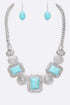 Square Stone Necklace Set Turquoise O/S by LA Jewelry Plaza | Fleurcouture
