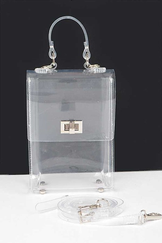 Stadium Transparent Clear Swing Bag CLEAR/SILVER O/S by Artini Accessories | Fleurcouture